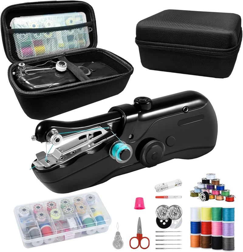 Aovly Handheld Sewing Machine, Beginner's Sewing kit with Storage, Two Power Supply Modes, Electric Switch, Simple Operation, Portable mini, Beginner's Sewing Machine.(Black) - Image 1